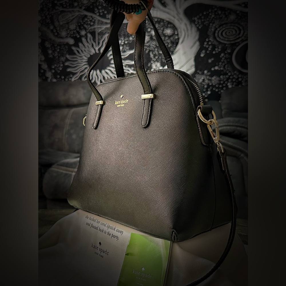 Vintage Y2K style Kate Spade Black Leather Handbag crossbody purse - Picture 14 of 16